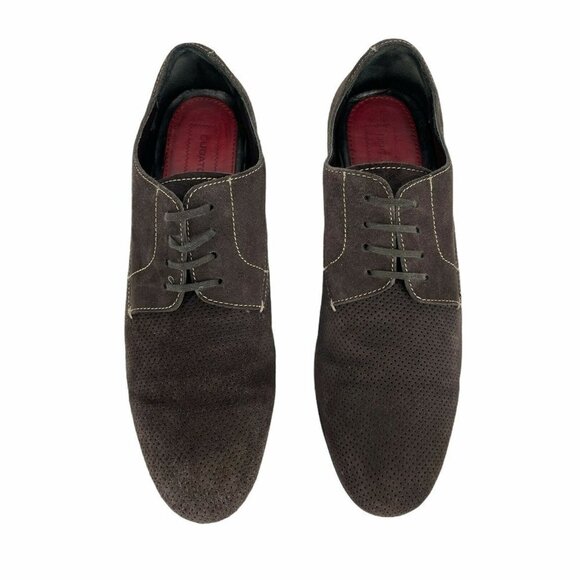 Bugatchi Oxford Shoes Men's Sz 10 Derby Wingtip Perf Lace up Suede Dark Brown - Picture 5 of 11